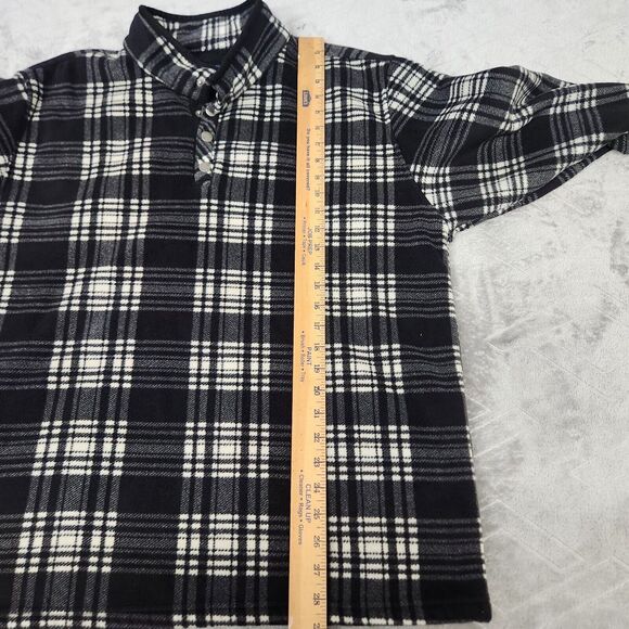 Smith's Workwear Men's Long Sleeve Checked Henley XL Black Plaid - Picture 6 of 12